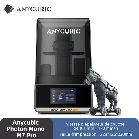 ANYCUBIC Photon Mono M7 Pro Imprimante 3D Résine 14K, Écran LCD Mono 10,1 pouces, Source Lumineuse COB, Vitesse d’Impression 170 mm/h, Sans Nivellement, Chauffage à Température Constante, Volume 223 × 126 × 230 mm