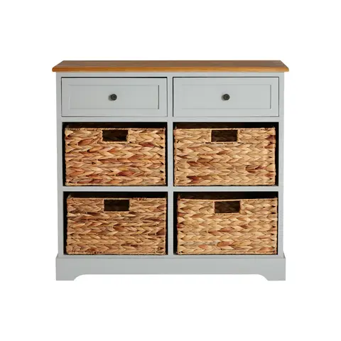 Interiors by Premier Storage Unit Vermont 2 Drawers 4 Baskets Grey/Natural