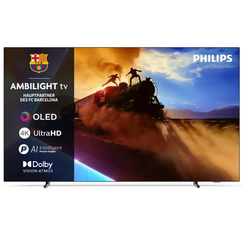 Philips Ambilight 77OLED760 4K OLED Smart TV – 77 Zoll Display mit P5 AI Perfect Picture Engine Ultra HD， Titan OS， Dolby Vision und Atmos Sound – Kompatibel mit Alexa und Google Sprachassistent [Energieklasse F]