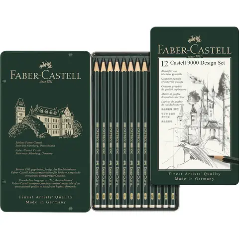 Faber-Castell Castell 9000 Design Set, Tin of 12