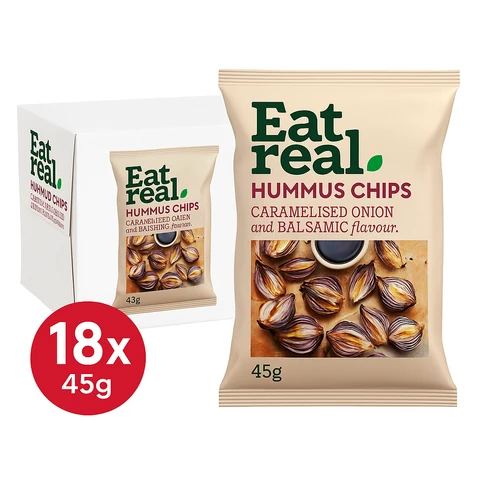 Eat Real Caramelised Onion & Balsamic Vinegar Hummus Chips 18 x 45g