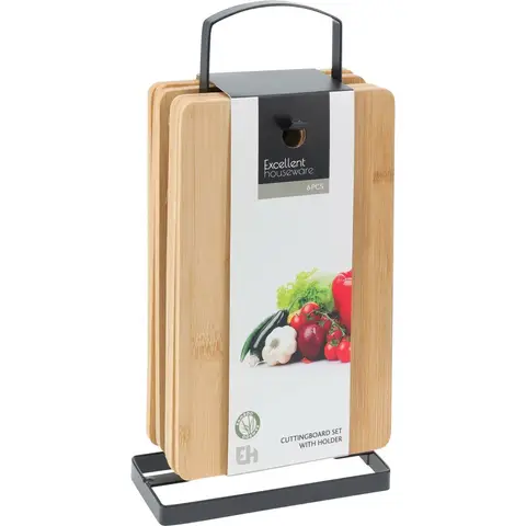 Excellent Houseware Bamboe Snijplankenset - 22 x 14 cm, 6 stuks