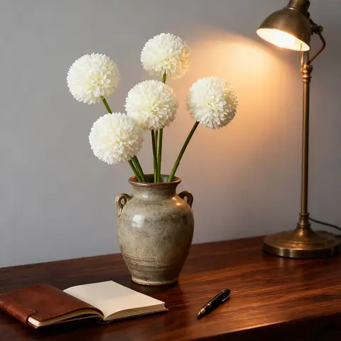 Wei's Moment 6 Stück künstliche Blumen Künstliche Hortensien Dekoration für Hochzeit Vase Weiß