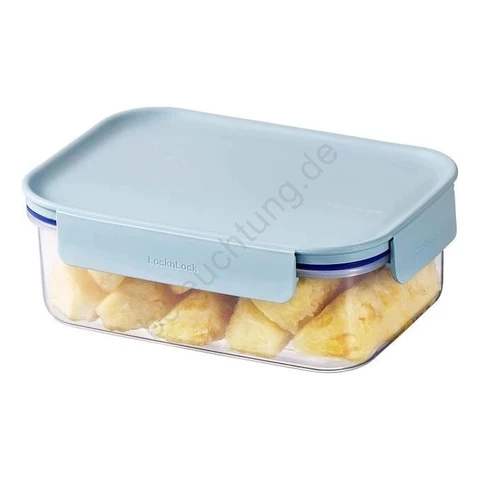 LocknLock PP Modular Plus rechteckiger Lebensmittelbehälter, 420 ml, transparenter Behälter mit mintfarbenem Deckel