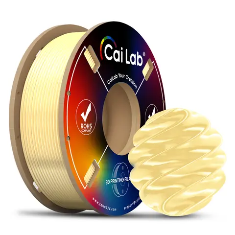 CAILAB PLA Silk 3D Printer Filament, Single Color - Cream Yellow