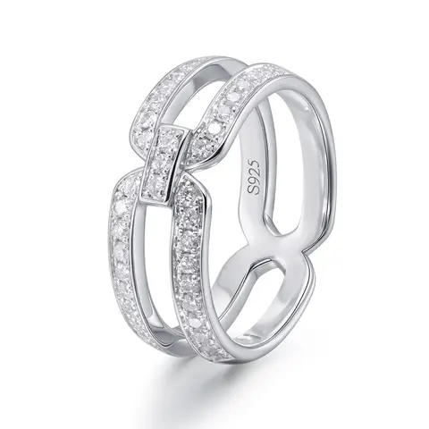 ALAIN MICHAL Intertwine Bague argent 925 sertie en diamants  Taille 54 avec cadeau spécial Saint-Valentin