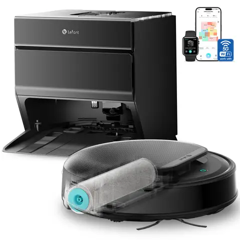 Lefant M5 LiDAR Robot Vacuum and Mop,60-Day Self-Emptying,18000Pa Powerful Suction,Customized Cleaning,Home Mapping,180 Min Runtime,Roller Brush for Carpet,2.4G/5G WiFi/Alexa/APP/iWatch