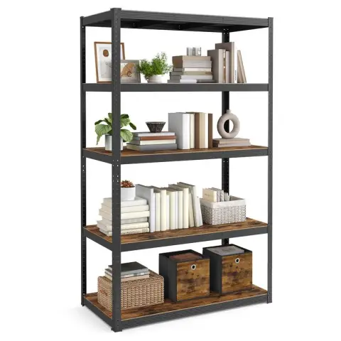 SONGMICS Shelving, 5-Tier, 200x120x60cm, Black and Rustic Brown