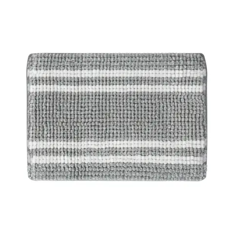 Anika Bath Mat Microfibre Chenille Stripe Grey/White 40x60cm