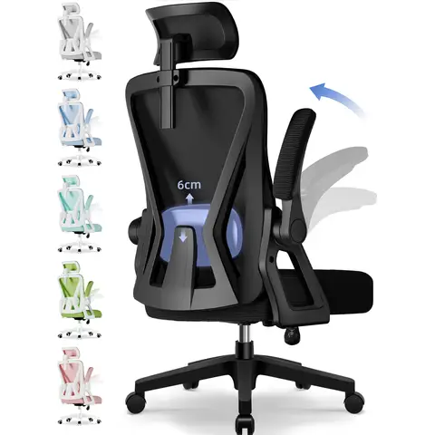 GTIMEX Chaise de bureau ergonomique avec appuie-tête réglable, accoudoirs, soutien lombaire, chaise pivotante avec fonction d’inclinaison jusqu’à 135°, adaptée au dos, fauteuil de direction, capacité de charge 150 kg