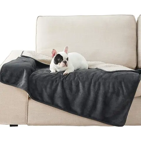 LesureWasserdichteHundedecke，OutdoorWaschbareHundedecke，Sofaschutz，Sherpa-Fleece，FlauschigeundWeicheKatzendecke，fürGroßeHunde，100x120cm，Dunkelgrau