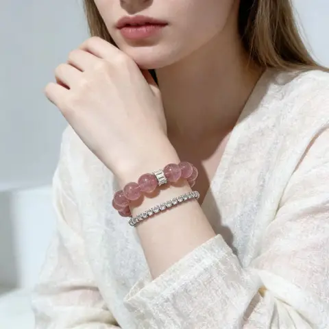 VoxorAIL8 [Peach Blossom Blossom] Crystal Bracelet, Natural Crystal Bracelet, DIY Original Handmade