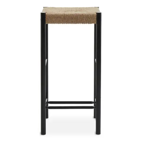 Interiors by Premier Bar Stool Bandar Beech Wood & Hemp Rope Black/Natural