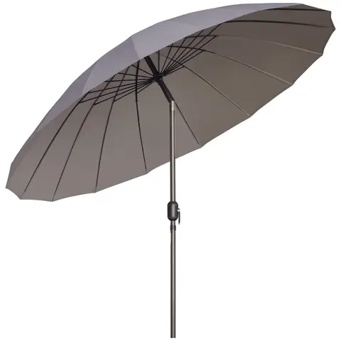 Outsunny 2.5m Shanghai Garden Parasol Umbrella with Crank & Tilt, Outdoor Table Parasol with 16 Fibreglass Ribs, Adjustable Outdoor Sun Shade, Grey