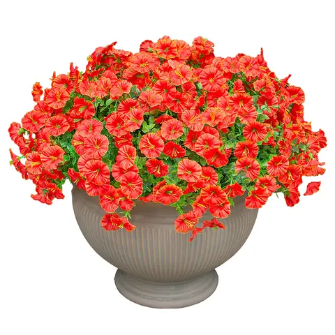 4Pcs 14.2/36cm
Artificial Flowers for Outdoors Fake Plants Outside Decoration,Silk Purple Morning Glory with Eucalyptus Look Real Faux Flower for Planter Front Door Porch Patio Yard(orange)