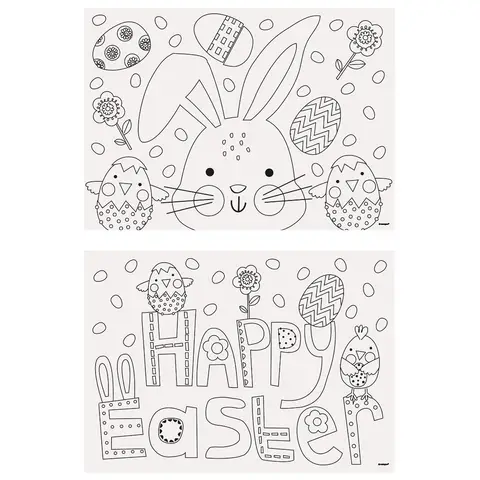 Unique Party Easter Colour-in Paper Placemats, 8 Pack