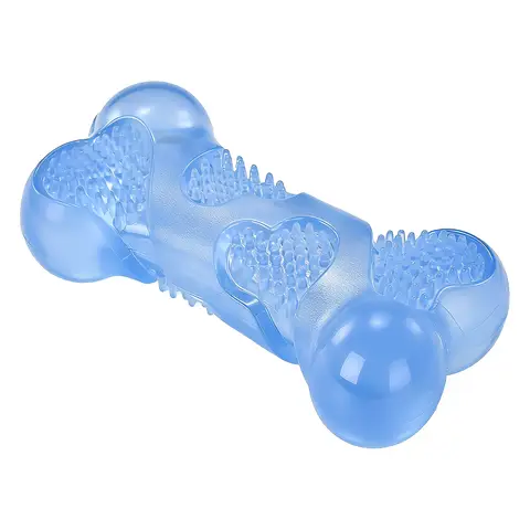 Blinkit Squeaky Bone Toy for Dogs, Blue Latex Pet Chew Toy, Interactive Sound Toy for Puppy Dental Health