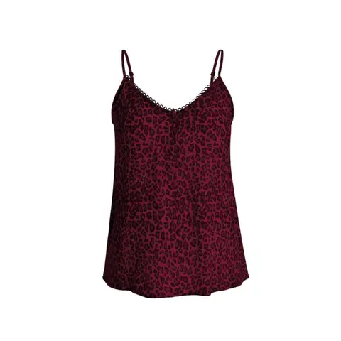 IZURIA round-neck wine red leopard-print camisole  M