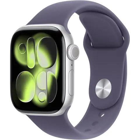 Apple Watch Series 11 GPS + Cellular 46mm Silver Aluminium Case with Purple Fog Sport Band - M/L