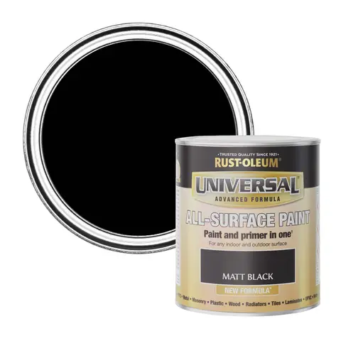 RUST-OLEUM UNIVERSAL ALL-SURFACE PAINT MATT BLACK 750ML