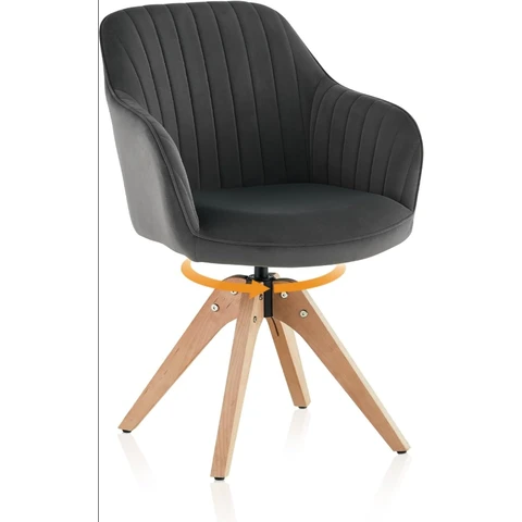 CLIPOP 1 PCS Swivel Dining Chair, Velvet Upholstered Accent Chair with Solid Wooden Legs,Desk Chair No Wheels, Mid Century Modern Vanity Armchair for Home Office Living Room Bedroom,0531 grey