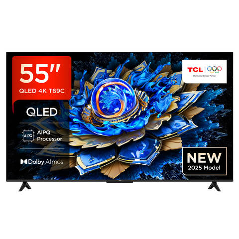 TCL 55T69C 55 Zoll QLED, Direct LED, 4K HDR, Smart Google TV Dolby Vision & Atmos, Game Master, Motion Clarity, Google Assistant & Alexa