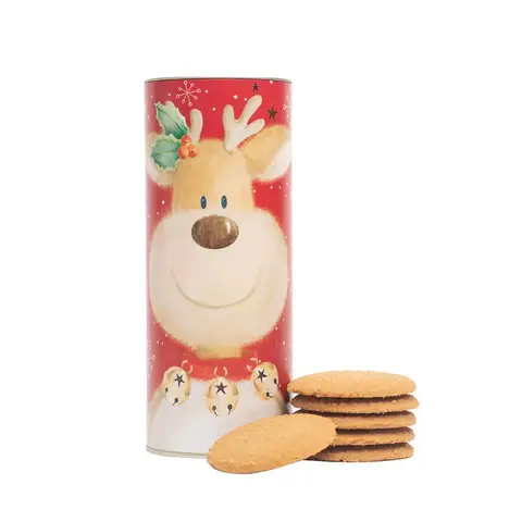 Farmhouse Biscuits Reindeer Christmas Tube with Ginger Biscuits 240g