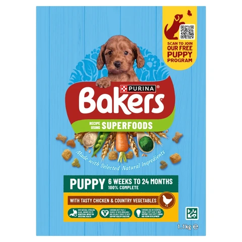 Bakers Superfoods Puppy Chicken with Vegetables Dry Dog Food 1.1kg