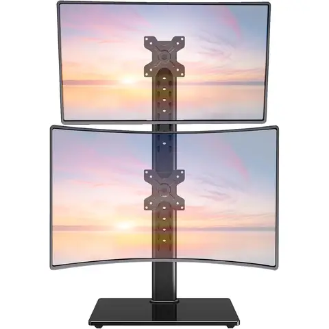Dual Monitor Stand - Freestanding Arm for 13-32 Inch Monitors, VESA 75x75/100x100mm, Up to 15KG, 360° Rotation, Height Adjustable