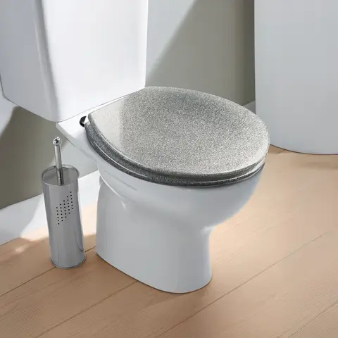 Croydex Flexi-Fix Wooden Toilet Seat (Silver Quartz)