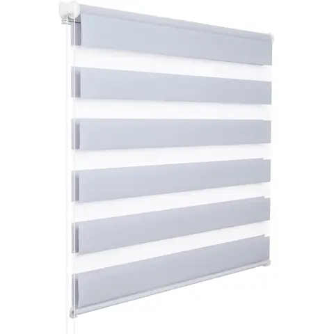 WOLTU Doppelrollo Tag und Nacht ohne Bohren, Klemmfix, Lichtdurchlässig und Verdunkelndes Rollo für Türen und Fenster, Rollo mit Kette, 90 x 220 cm, Grau