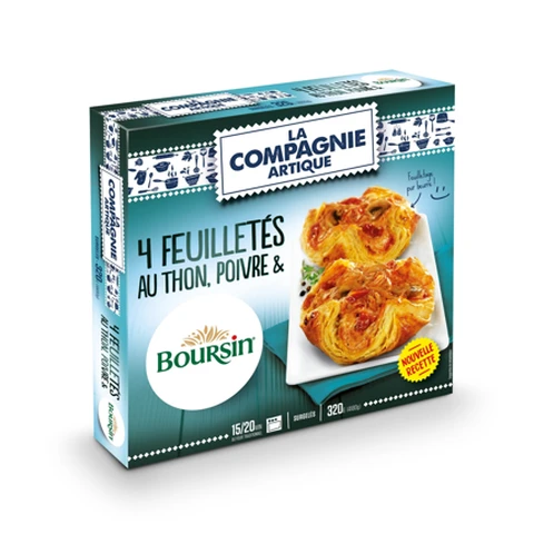 LA COMPAGNIE ARTIQUE Feuilletés au thon, poivre et fromage Boursin surgelés - 4 x 80 g