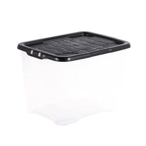 Strata Curve Box with Lid-Clear /Black Lid 24L