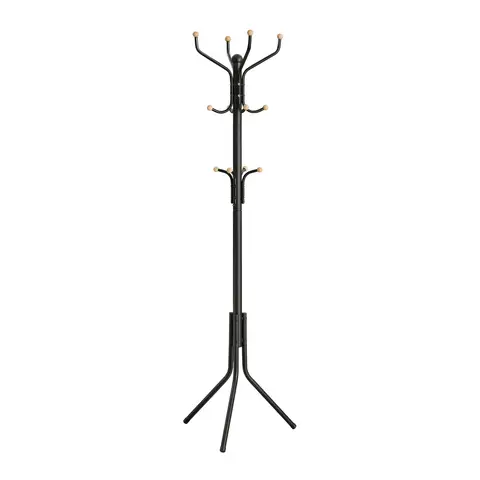 SONGMICSHOME  Metal Hall Tree, Freestanding Coat Rack with 12 Hooks for Entryway, Clothes and Hats, Black