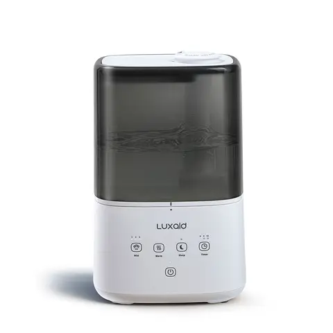 Luxaid 4.5L Cool and Warm Mist Humidifier for Home, Top-Fill Water Tank, Touch Control, 360° Mist Nozzle, Aromatherapy for Bedroom