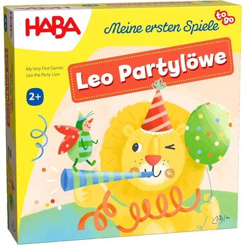 HABA Meine ersten Spiele to Go – Leo Partylöwe – Kinderspiel ab 2 Jahren, Memospiel für unterwegs für 1-4 Spieler – 2012213001
