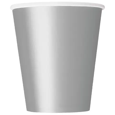 Unique Party Paper Cups, Silver, 266ml, 14 pack