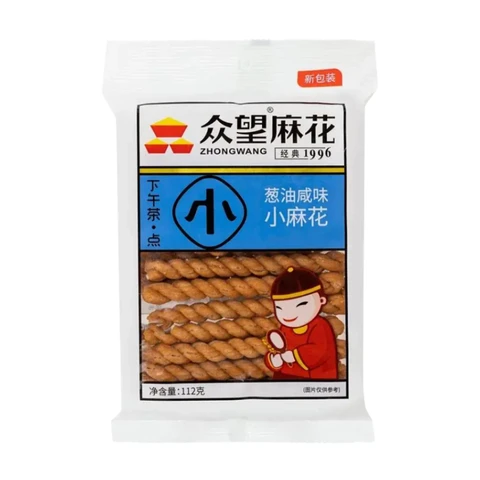 Zhong Wang Mini Fried Dough Twists, Salty Scallion Oil Flavor, 112g