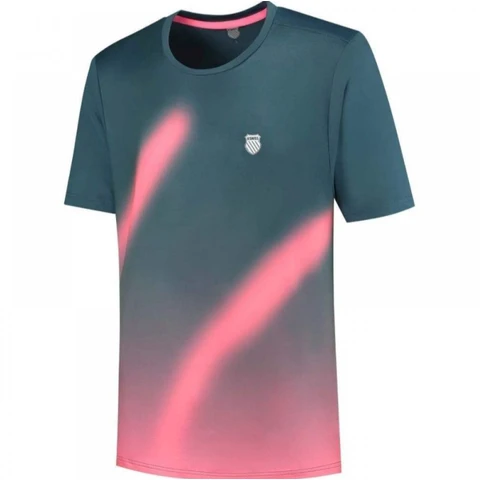 Kswiss Hypercourt Print Crew 5 Petrol Green T-Shirt Roze S