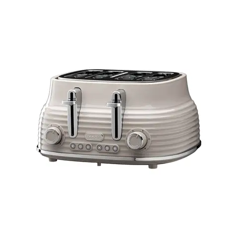 DAEWOO Sienna 4 Slice Retro Toaster, Wide Slots, Taupe - SDA2485GE