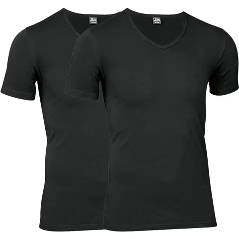 JBS 2er-Pack V-Ausschnitt T-Shirts GOTS Schwarz 2XL