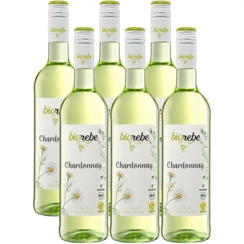 BIOREBE Chardonnay Weißwein BIO VEGAN trocken, 6x0,75L