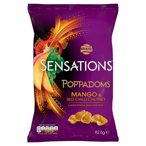 Walkers Sensations Mango & Chilli Chutney Sharing Poppadoms 82.5g