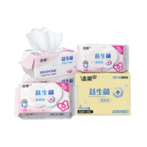 C&S Jierou Probiotic Toilet Wet Wipes, 320 Sheets (80 Sheets x 4 Packs/Box)