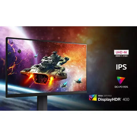 LG UltraGear 32GR93U 4K Gaming Monitor, 31.5 inch, 144 Hz, 1ms GtG, IPS Display, HDR 10, NVIDIA G-Sync & AMD FreeSync compatible, Smart Energy Saving, DisplayPort, HDMI