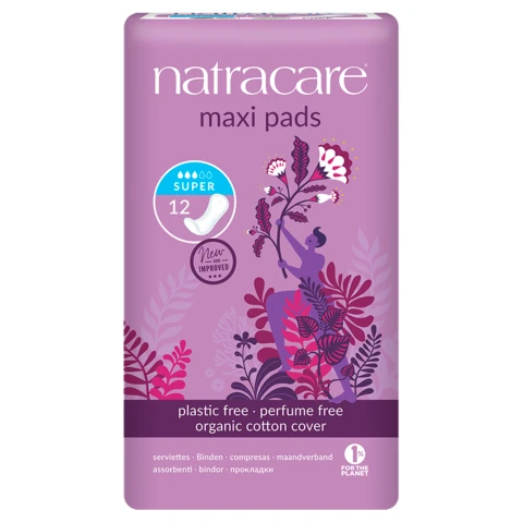 Natracare 12 Organic Cotton Cover Super Maxi Pads