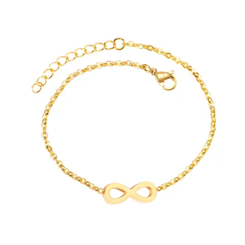 Infinity 18K Gold Plated Bracelet - 18cm long x 12mm Infinity