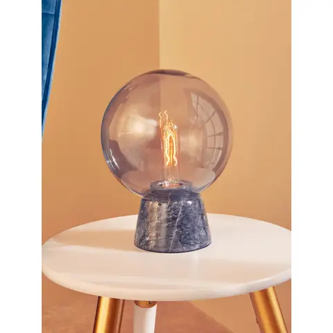 Interiors by Premier Table Lamp Lamonte Globe Marble Black 28cm