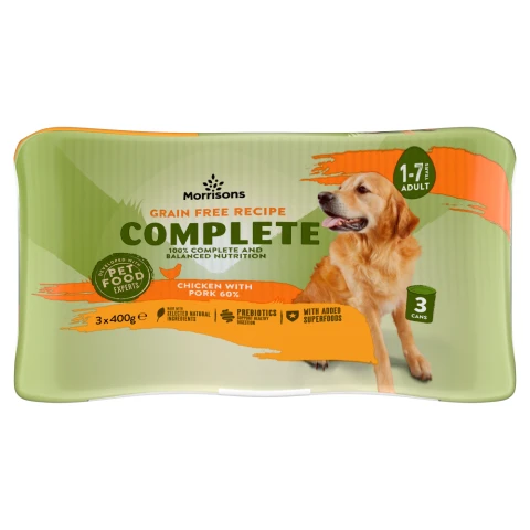 Morrisons Complete Chicken with Pork 60% 1-7 Years Adult 3 x 400g