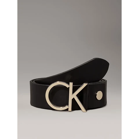 Calvin Klein Lederen Logo Riem - Zwart 90